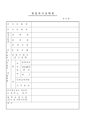 영업부서전략표 영업부서전략표